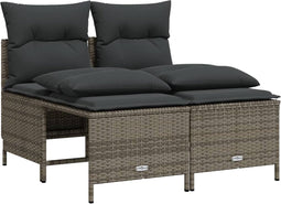 vidaXL - 4-delige - Loungeset - met - kussens - poly - rattan - grijs