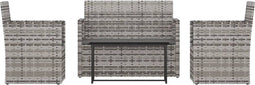 vidaXL - 4-delige - Loungeset - met - kussens - poly - rattan - grijs