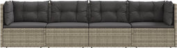 vidaXL - 4-delige - Loungeset - met - kussens - poly - rattan - grijs