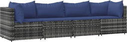 vidaXL - 4-delige - Loungeset - met - kussens - poly - rattan - grijs