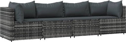 vidaXL - 4-delige - Loungeset - met - kussens - poly - rattan - grijs