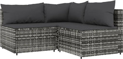 vidaXL - 4-delige - Loungeset - met - kussens - poly - rattan - grijs