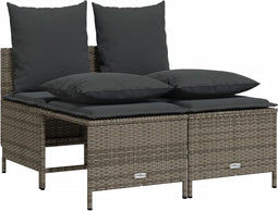 vidaXL - 4-delige - Loungeset - met - kussens - poly - rattan - grijs