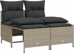 vidaXL - 4-delige - Loungeset - met - kussens - poly - rattan - lichtgrijs