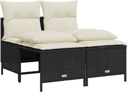 vidaXL - 4-delige - Loungeset - met - kussens - poly - rattan - zwart