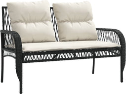 vidaXL - 4-delige - Loungeset - met - kussens - poly - rattan - zwart