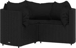 vidaXL - 4-delige - Loungeset - met - kussens - poly - rattan - zwart