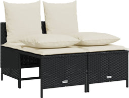 vidaXL - 4-delige - Loungeset - met - kussens - poly - rattan - zwart