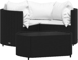 vidaXL - 4-delige - Loungeset - met - kussens - poly - rattan - zwart