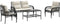 vidaXL - 4-delige - Loungeset - met - kussens - poly - rattan - zwart