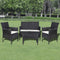 vidaXL - 4-delige - Loungeset - met - kussens - poly - rattan - zwart