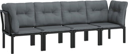 vidaXL - 4-delige - Loungeset - poly - rattan - zwart - en - grijs
