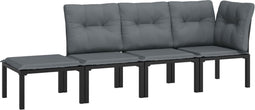 vidaXL - 4-delige - Loungeset - poly - rattan - zwart - en - grijs