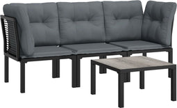 vidaXL - 4-delige - Loungeset - poly - rattan - zwart - en - grijs