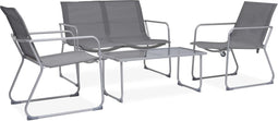 vidaXL - 4-delige - Loungeset - stof - en - staal - grijs