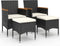 vidaXL - 4-delige - Tuinstoel- - en - voetenbankset - poly - rattan - zwart