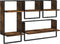 vidaXL - 4-delige - Wandschappenset - met - stangen - bewerkt - hout - gerookt - eiken