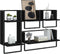 vidaXL - 4-delige - Wandschappenset - met - stangen - bewerkt - hout - zwart