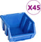 vidaXL - 48-delige - Opslagbakkenset - met - wandpanelen - blauw - en - zwart