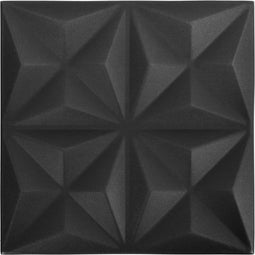 vidaXL - 48 - st - Wandpanelen - 3D - origami - 12 - m² - 50x50 - cm - zwart