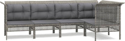 vidaXL - 5-delige - Loungeset - met - kussens - poly - rattan - grijs