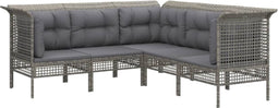 vidaXL - 5-delige - Loungeset - met - kussens - poly - rattan - grijs