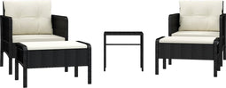vidaXL - 5-delige - Loungeset - met - kussens - poly - rattan - zwart