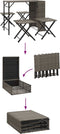 vidaXL - 5-delige - Tuinset - inklapbaar - poly - rattan - grijs