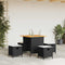 vidaXL - 5-delige - Tuinset - met - kussens - poly - rattan - zwart