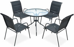 vidaXL - 5-delige - Tuinset - staal - zwart