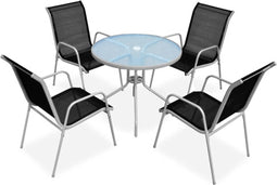 vidaXL - 5-delige - Tuinset - staal - zwart