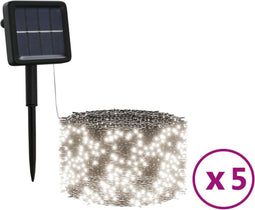 vidaXL - 5 - st - Lichtslinger - met - 200 - LED's - solar - binnen/buiten - koudwit