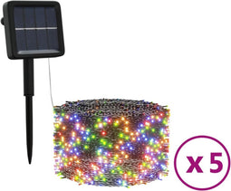 vidaXL - 5 - st - Lichtslinger - met - 200 - LED's - solar - binnen/buiten - meerkleurig
