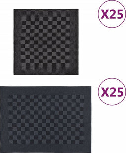 vidaXL - 50-delige - Keukendoekenset - katoen - zwart - en - grijs