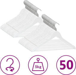 vidaXL - 50-delige - Kledinghangerset - anti-slip - hardhout - wit