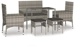 vidaXL - 6-delige - Loungeset - met - kussens - poly - rattan - grijs