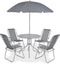 vidaXL - 6-delige - Tuinset - staal - en - textileen - grijs