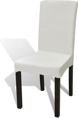 vidaXL - 6 - st - Stoelhoezen - recht - stretch - crèmekleurig