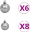 vidaXL - 61-delige - Kerstballenset - met - piek - en - 150 - LED's - wit - en - grijs