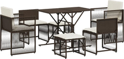 vidaXL - 7-delige - Tuinset - met - kussens - poly - rattan - bruin