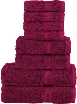 vidaXL - 8-delige - Handdoekenset - SOLUND - 600 - g/m² - bordeauxrood