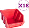 vidaXL - 80-delige - Opslagbakkenset - met - wandpanelen - rood - en - zwart