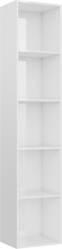 vidaXL - 800962 - - Boekenkast - 40x30x189 - cm - bewerkt - hout - hoogglans - wit