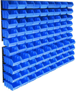 vidaXL - 96-delige - Opslagbakkenset - met - wandpanelen - blauw