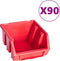 vidaXL - 96-delige - Opslagbakkenset - met - wandpanelen - rood - en - zwart