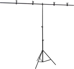 vidaXL Achtergrondstandaard T-vormig 201x60x(70-200) cm zwart