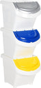 vidaXL - Afvalbakken - met - deksels - stapelbaar - 3 - st - PP - 78 - L - wit
