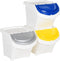 vidaXL - Afvalbakken - met - deksels - stapelbaar - 3 - st - PP - 78 - L - wit