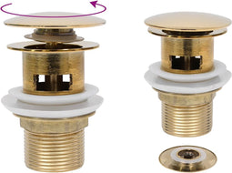 vidaXL - Afvoer - pop-up - met - overloop - 6,4x6,4x9,1 - cm - goudkleurig