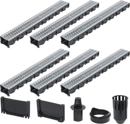 vidaXL - Afvoergoten - 6 - m - gegalvaniseerd - staal - 6 - st